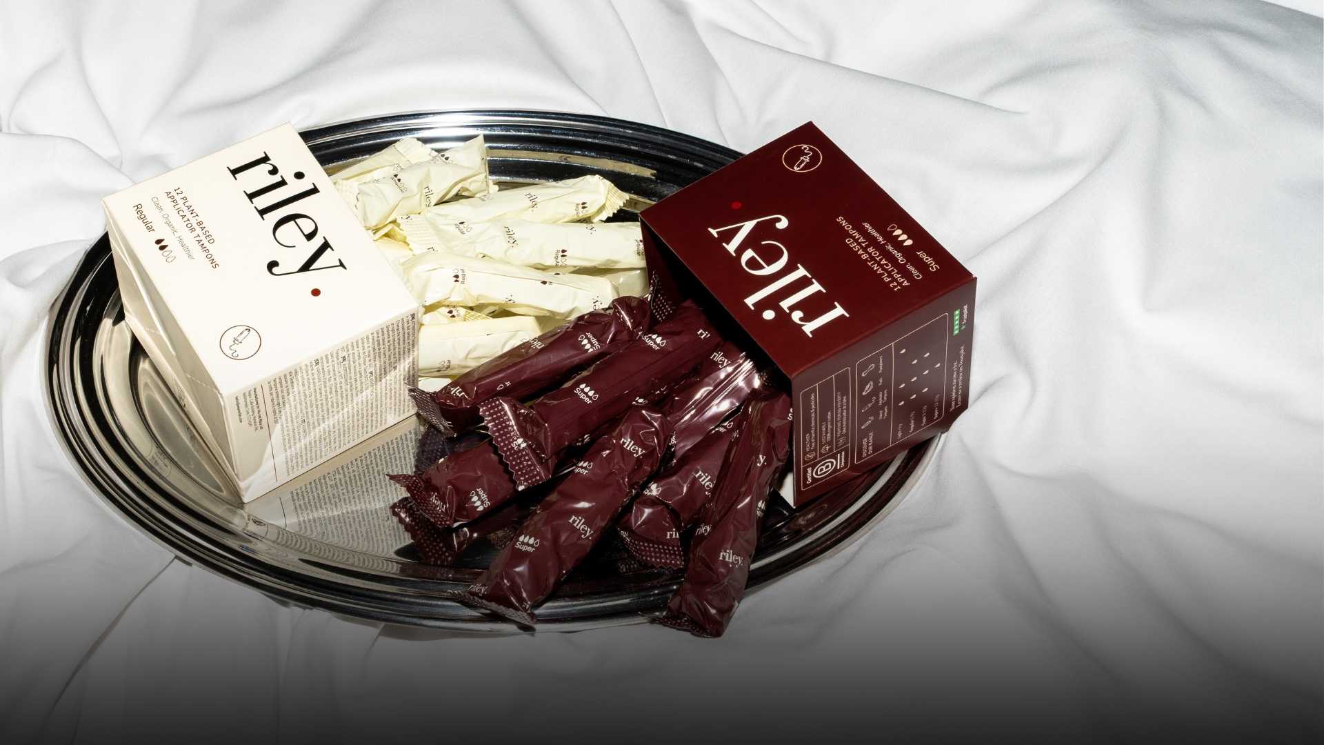 Riley organic cotton tampons and packaging